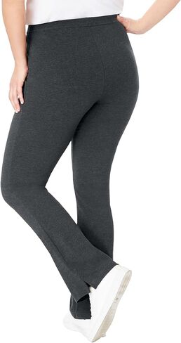 Woman Within Plus Size Stretch-Cotton Knit Pull-On Bootcut Leggings in Saudi Arabia
