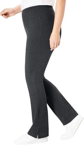 Woman Within Plus Size Stretch-Cotton Knit Pull-On Bootcut Leggings in Saudi Arabia
