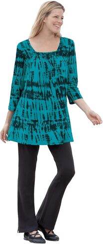 Woman Within Plus Size Stretch-Cotton Knit Pull-On Bootcut Leggings in Saudi Arabia