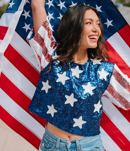 Tipsy Elves Patriotic Tank Tops for Women - Red White Blue 4th of July Tops for Women - Casual Summer Tanks for July 4th in Saudi Arabia