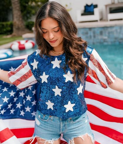Tipsy Elves Patriotic Tank Tops for Women - Red White Blue 4th of July Tops for Women - Casual Summer Tanks for July 4th in Saudi Arabia