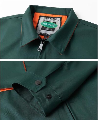 Yukirtiq Men's Long Sleeve Mechanic Work Jumpsuit with Multi Pockets Cotton Blend Workwear in Kuwait