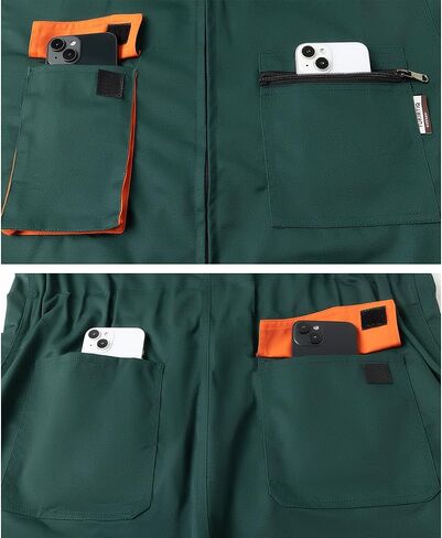 Yukirtiq Men's Long Sleeve Mechanic Work Jumpsuit with Multi Pockets Cotton Blend Workwear in Kuwait