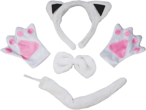 Petitebella Combined Cute Animal Headband Bowtie Tail 4pc Costume in Kuwait