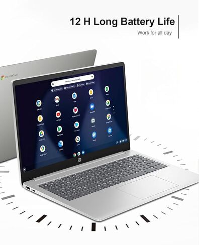 كمبيوتر محمول HP Chromebook 14a-na1043cl شاشة قطرية FHD IPS مقاس 14 بوصة 1920 × 1080 Intel Celeron N4500 ذاكرة 4 جيجابايت 64 جيجابايت تخزين eMMC نظام تشغيل كروم فضي معدني (متجدد) in Kuwait
