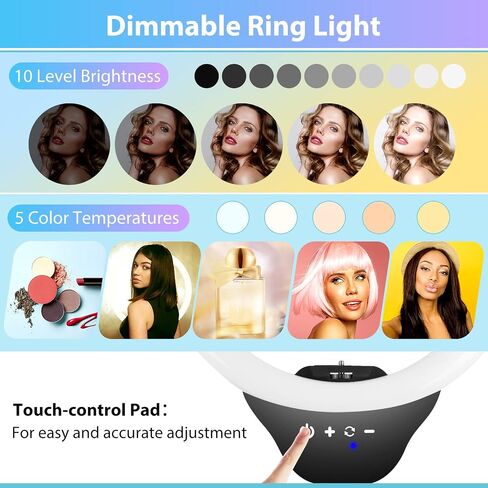 Sensyne Newest 12" Ring Light with 62" Tripod Stand, LED Selfie Circle Light with Strong Magnectic Phone Holder Compatible with Cellphones for Live Stream/Recording/Photography/YouTube/TikTok in Kuwait