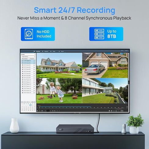 مسجل فيديو شبكة VIKYLIN 4K 8 قنوات PoE NVR، التوصيل والتشغيل المضمن DS-7608NI-Q1/8P (إصدار جديد 2022) in Kuwait