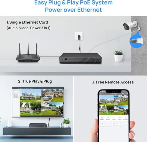 مسجل فيديو شبكة VIKYLIN 4K 8 قنوات PoE NVR، التوصيل والتشغيل المضمن DS-7608NI-Q1/8P (إصدار جديد 2022) in Kuwait