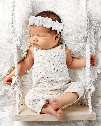 Baby Headbands for Girls 4-24 Months Hair Accessories Flower Crown | Elastic Floral Hairband, Soft Baptism Hair Tiara, Baby Size, Perfect for Daily, Wedding & Party Wear, Handmade in Saudi Arabia
