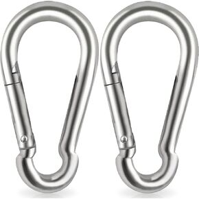 Acquwistach Locking Carabiner Clips 6 Pack 3.15" Stainless Steel Spring Snap Hook Locking Carabiner Heavy Duty - 304 Premium Stainless Steel Thumb Screw Carabiner Clip in Kuwait