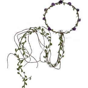 Vividsun بوهيمي زهرة تاج الزهور إكليل عقال ورقة خضراء زهرة تاج صور الدعائم خوذة (أبيض) in Kuwait