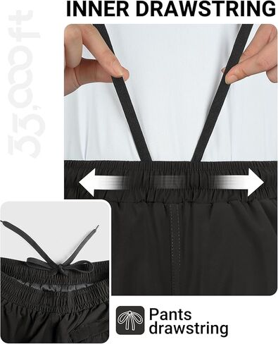 33,000ft Women's Rain Pants Lightweight Breathable Waterproof Pants Soft Windproof Overall Rain Pants for Hiking, Golf in Kuwait