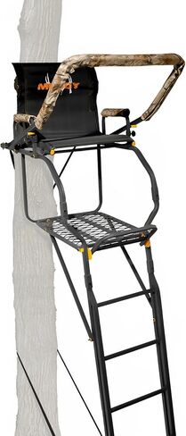 Muddy MLS1550 Skybox Deluxe 20' Tall Single Steel Ladder Tree Stand with Adjustable Padded Shooting Rail for Big Game & Hunting in Saudi Arabia