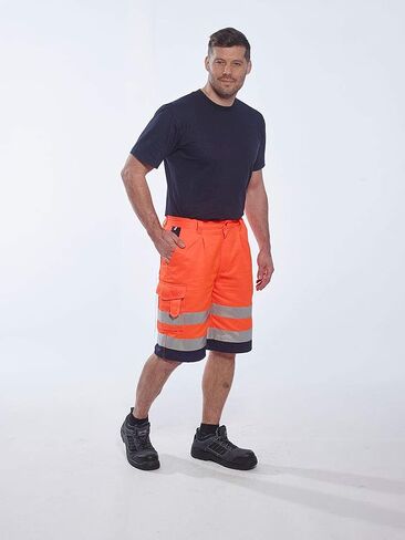 Portwest Hi-Vis P/C Shorts Cargo Visibility Reflective Summer Cool Work Wear Pants ANSI E in Saudi Arabia