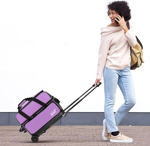 وولت | حقيبة بولينج ذات بكرة مزدوجة مع حجرة منفصلة للأحذية، حقيبة كرة بولينج ذات سعة كبيرة مع جيب للملحقات، مقبض قابل للسحب يمتد إلى 40 بوصة in Kuwait