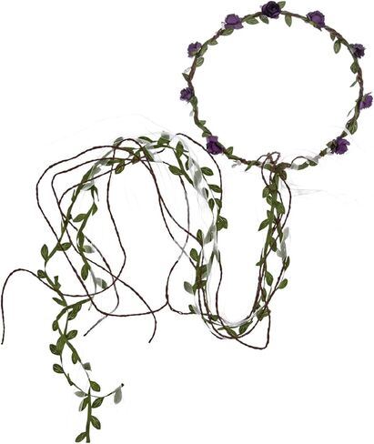 Vividsun بوهيمي زهرة تاج الزهور إكليل عقال ورقة خضراء زهرة تاج صور الدعائم خوذة (أبيض) in Kuwait