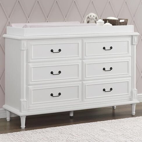 Simmons Kids Juliette Crib 8-Piece Baby Nursery Furniture Set–Includes: Convertible Crib, Glider, Dresser, Changing Top, Crib Mattress, Sheets, Toddler Guardrail & Changing Pad, Moonstruck Grey in Kuwait