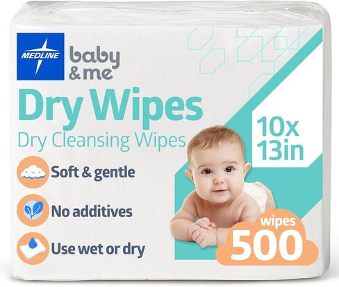 Medline Ultrasoft Disposable Dry Cleansing Cloths, Fragrance-Free, 10 x 13 inches, 50 per Bag, One Bag in Saudi Arabia