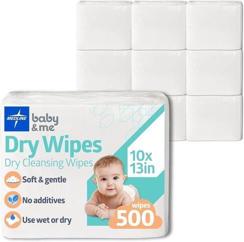 Medline Ultrasoft Disposable Dry Cleansing Cloths, Fragrance-Free, 10 x 13 inches, 50 per Bag, One Bag in Saudi Arabia