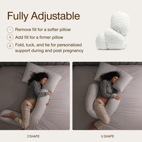 Coop Home Goods Adjustable Full Body Pillow (20x54) & Ultra-Tech Body Pillow Protector Bundle for Pregnancy - Soft Zippered Washable Cover, Neck & Knee Full Support for Side Sleepers in Kuwait