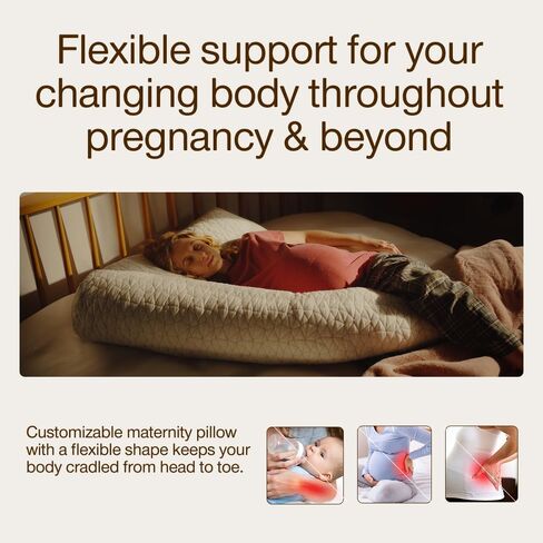Coop Home Goods Adjustable Full Body Pillow (20x54) & Ultra-Tech Body Pillow Protector Bundle for Pregnancy - Soft Zippered Washable Cover, Neck & Knee Full Support for Side Sleepers in Kuwait