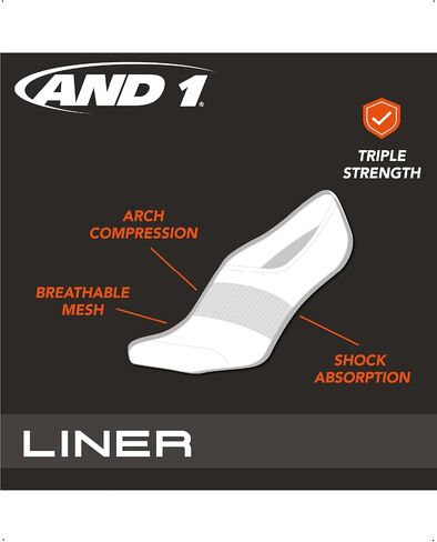 AND1 Men's Socks - Lightweight Performance No Show Liner Socks (12 Pack) in Saudi Arabia