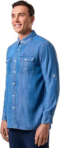 Coolibar UPF 50+ Men's Carson Chambray Shirt - Sun Protective in Saudi Arabia