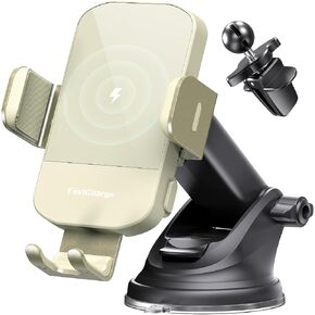 Wireless Car Charger, 15W Fast Charging Auto Clamping Car Charger Phone Mount Holder, Stick on The Dashboard for iPhone 14 13 12 11 Pro Max Xs, Samsung Galaxy S23 Ultra S22+ 21 S10+ S9+ Note 9, etc in Kuwait