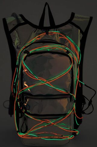 حقيبة ظهر مرطبة مع أضواء LED رائعة، حزمة ترطيب مع مثانة سعة 2 لتر، حقيبة ممتعة وملونة للجري والمشي لمسافات طويلة والتسلق ومهرجانات الموسيقى الحضرية والحفلات الموسيقية. in Kuwait