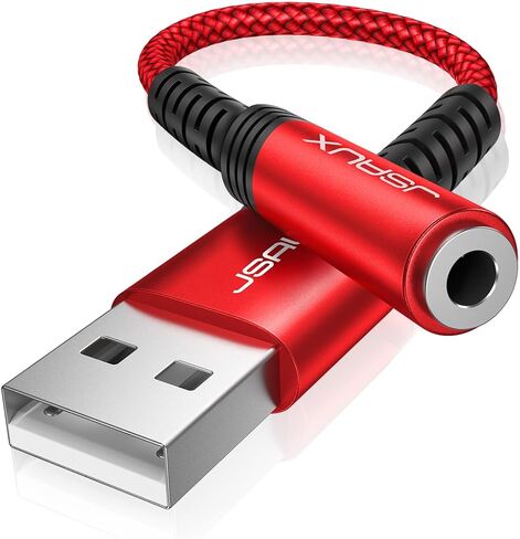 JSAUX USB to 3.5mm Jack Audio Adapter, Sound Card Support Mic TRRS | TRRS 4-pole, Nylon Braided, USB to Aux Jack, Plug and Play, for Headset Headphone Speaker Windows Mac Linux PC PS5 PS4 in Saudi Arabia