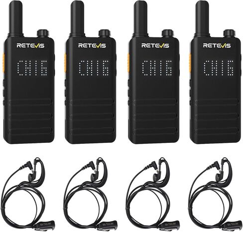 Retevis RT22P، الإصدار الجديد من RT22، أجهزة اتصال لاسلكية قابلة لإعادة الشحن للبالغين، أجهزة راديو FRS مدمجة ثنائية الاتجاه، VOX يدوي، بطارية كبيرة 1620 مللي أمبير في الساعة، شاحن USB C، راديو ثنائي الاتجاه لهدية فندق متجر صغير (4 عبوات) in Kuwait