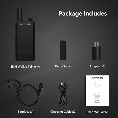 Retevis RT22P، الإصدار الجديد من RT22، أجهزة اتصال لاسلكية قابلة لإعادة الشحن للبالغين، أجهزة راديو FRS مدمجة ثنائية الاتجاه، VOX يدوي، بطارية كبيرة 1620 مللي أمبير في الساعة، شاحن USB C، راديو ثنائي الاتجاه لهدية فندق متجر صغير (4 عبوات) in Kuwait
