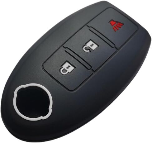 مفتاح السيليكون مفتاح FOB حامي الحالات غير المفتاحية عن بعد متوافق مع Nissan Armada Frontier Pathfinder Juke Leaf Murano Quest Rogue Sentra Titan Versa Xterra Cube X -Trail - 3 أزرار (أسود + وردي) in Saudi Arabia