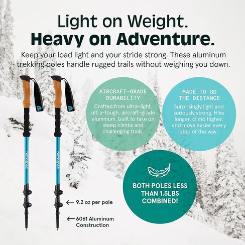 Retrospec Solstice Hiking Poles for Men & Women - Adjustable and Collapsible Lightweight Walking & Trekking Sticks - Aluminum w/ Cork or Foam Grip in Saudi Arabia