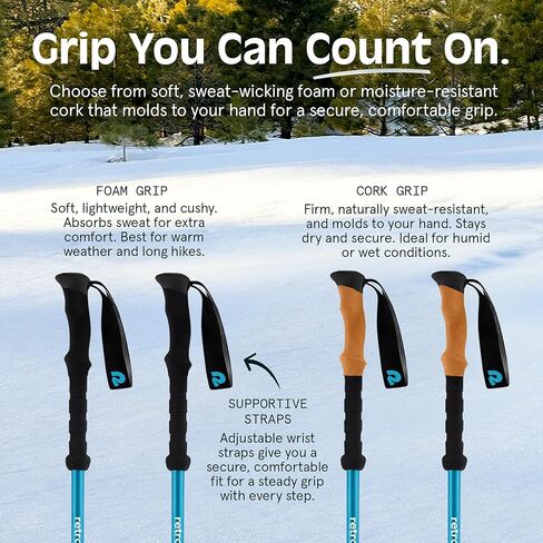 Retrospec Solstice Hiking Poles for Men & Women - Adjustable and Collapsible Lightweight Walking & Trekking Sticks - Aluminum w/ Cork or Foam Grip in Saudi Arabia
