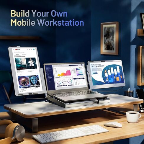 Teamgee Portable Monitor for Laptop, 12" Full HD IPS Display, Dual Triple Monitor Screen Extender, HDMI/USB-A/Type-C Plug and Play for Windows, Chrome & Mac, Work with 13"-16" Laptops in Saudi Arabia