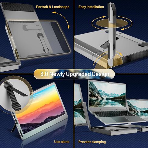 Teamgee Portable Monitor for Laptop, 12" Full HD IPS Display, Dual Triple Monitor Screen Extender, HDMI/USB-A/Type-C Plug and Play for Windows, Chrome & Mac, Work with 13"-16" Laptops in Saudi Arabia