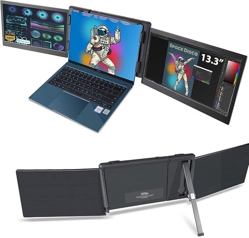 Teamgee Portable Monitor for Laptop, 12" Full HD IPS Display, Dual Triple Monitor Screen Extender, HDMI/USB-A/Type-C Plug and Play for Windows, Chrome & Mac, Work with 13"-16" Laptops in Saudi Arabia