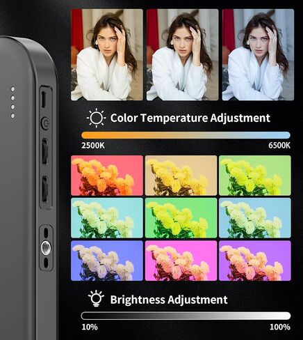 تونوف مصباح سيلفي محمول، 60 مصباح LED قابل لاعادة الشحن مع مشبك وفتحة برغي مزدوجة 1/4 انش، ضوء كاميرا قابل للتعتيم 2500-9000 كلفن لايفون، اندرويد، اللابتوب، تابلت، سيلفي/مؤتمرات الفيديو in Kuwait