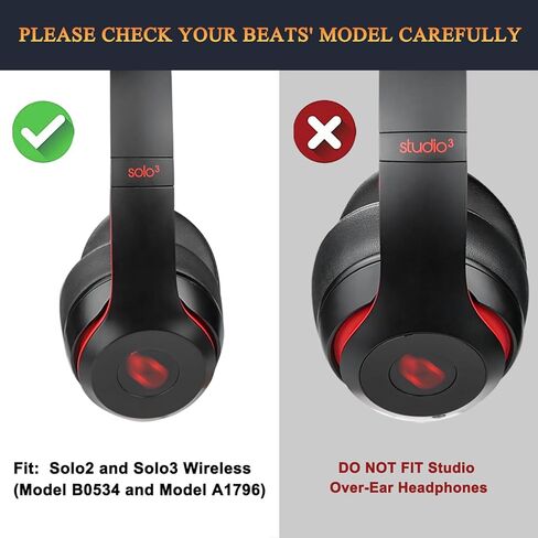 وسائد أذن SoloWIT بديلة لسماعات Beats Solo 2 & Solo 3 اللاسلكية فوق الأذن، وسادات أذن مع جلد بروتين ناعم، سمك إضافي - (أبيض) in Kuwait