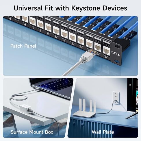 Cable Matters [UL Listed] 10-Pack 10Gbps Cat6 Keystone Jacks, White in Kuwait