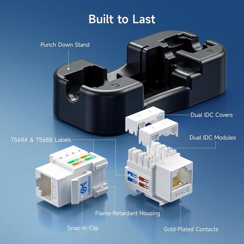 Cable Matters [UL Listed] 10-Pack 10Gbps Cat6 Keystone Jacks, White in Kuwait