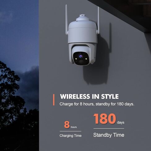 Dzees 360° PTZ Security Cameras Wireless Outdoor WiFi, 2K Battery Powered Home Security Camera Indoor, Spotlight & Siren, Color Night Vision, 2-Way Talk, AI Motion Detection, IP66 2-Pack | 2K Battery Powered, Home Security Camera Indoor, Spotlight & Siren in Saudi Arabia