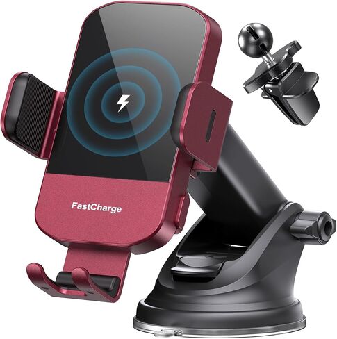 Wireless Car Charger, 15W Fast Charging Auto Clamping Car Charger Phone Mount Holder, Stick on The Dashboard for iPhone 14 13 12 11 Pro Max Xs, Samsung Galaxy S23 Ultra S22+ 21 S10+ S9+ Note 9, etc in Kuwait