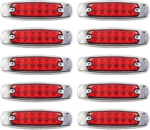 10pcs 12V 24V 12 LED Waterproof Side Marker Lights for Trucks, Trailers, Caravans, Buses, Boats - Clearance Lighting Solution(10x Yellow) in Saudi Arabia