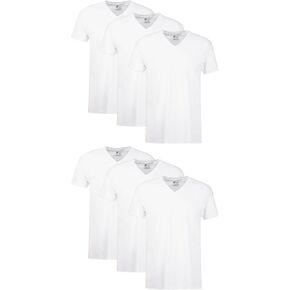 Hanes mens Tagless Cotton V-neck Â– Multiple Packs and Colors Undershirt, White - 6 Pack, Small US in Saudi Arabia