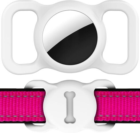 for Airtag Dog Collar Holder (1st & 2nd Generation) Air Tag Protective Cat Airtag Dog Collar, Silicone AirTags GPS Tracking Accessories, Air Tags with Bone Pattern (1 Pack(Black)) in Kuwait