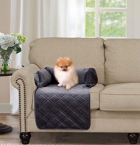 Brilliant Sunshine Quilted Calming Dog Bed Mat, Removable Washable Cover, Cushion Protector and Couch Covers for Dogs, Pets, Cats, Small, Blue Beige Toile in Saudi Arabia