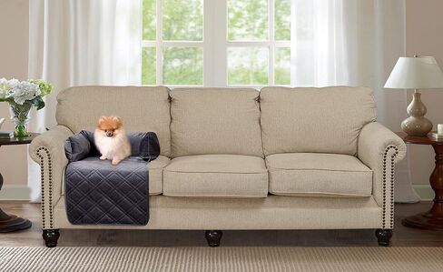 Brilliant Sunshine Quilted Calming Dog Bed Mat, Removable Washable Cover, Cushion Protector and Couch Covers for Dogs, Pets, Cats, Small, Blue Beige Toile in Saudi Arabia
