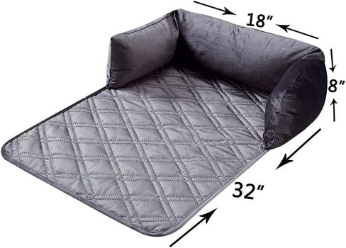 Brilliant Sunshine Quilted Calming Dog Bed Mat, Removable Washable Cover, Cushion Protector and Couch Covers for Dogs, Pets, Cats, Small, Blue Beige Toile in Saudi Arabia